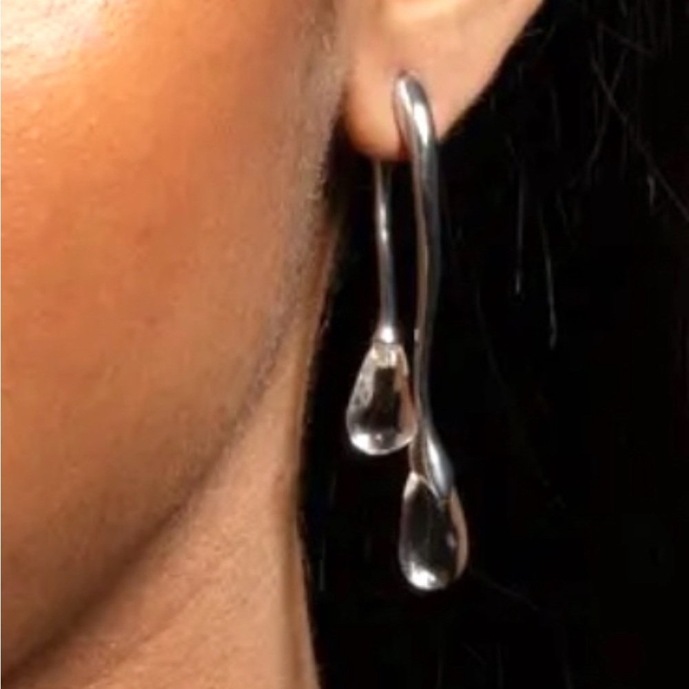 UNIQUE Lucite Front Back Double Drop Earrings Silver Clear MY24 JN04